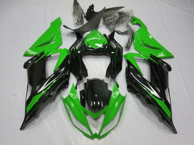 Vert Noir Brillant Carénages Moto Kawasaki ZX6R 2013-2018