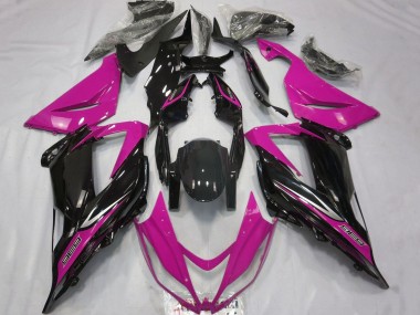 Rose Noir Brillant Carénage Moto Kawasaki ZX6R 2013-2018 Pas Chère