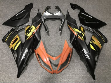Noir Mat Orange Or Carénage Moto Kawasaki ZX6R 2013-2018 Pas Chère