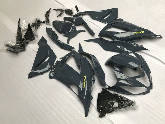 Gris Foncé Jaune Carénage Moto Kawasaki ZX6R 2013-2018