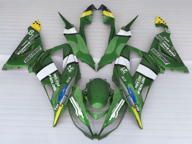 Vert Jaune Bleu Blanc Carénage Moto Kawasaki ZX6R 2013-2018