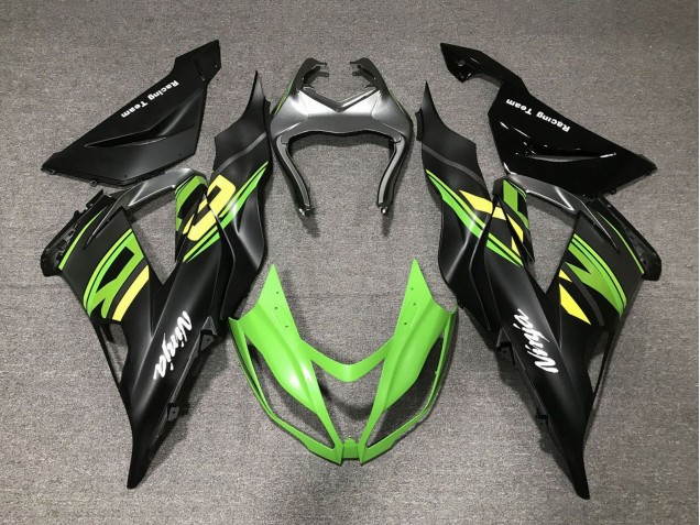 Noir Mat Vert Jaune Carénage Moto Kawasaki ZX6R 2013-2018