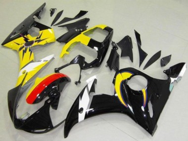 Jaune Rouge Noir Brillant Carénage Moto Yamaha YZF R6 2003-2004 Pas Chère