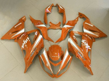 Orange Blanc Carénage Moto Kawasaki ZX6R 2013-2018 Pas Chère