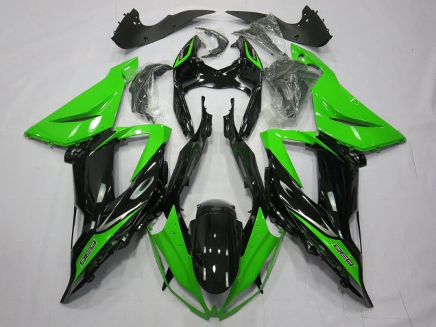 Vert Noir Brillant Carénage Moto Kawasaki ZX6R 2013-2018