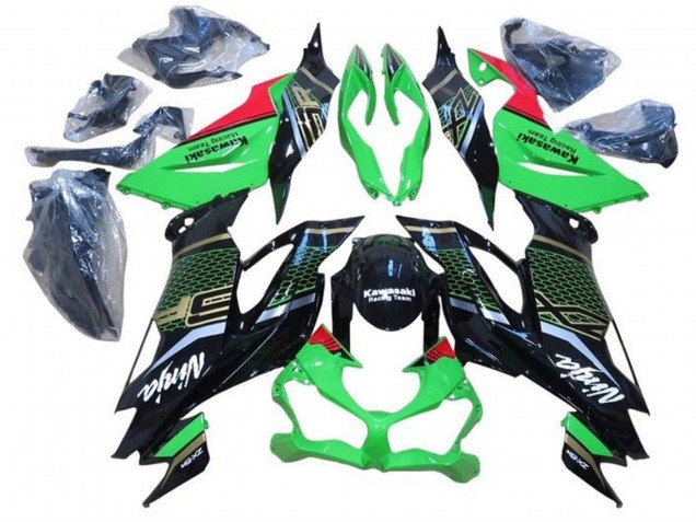 Vert Rouge Noir Brillant Rayon de Miel Carénage Moto Kawasaki ZX6R 2019-2022