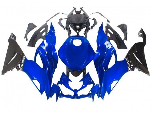 Bleu Noir Brillant Carénage Moto Kawasaki ZX6R 2019-2022