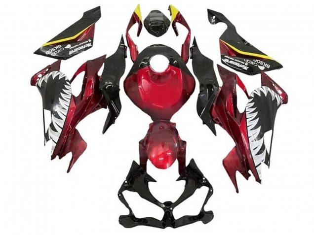 Bonbon Rouge Jaune Blanc Requin Carénage Moto Kawasaki ZX6R 2019-2022