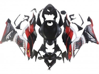 Noir Mat Rouge Blanc Requin Carénage Moto Kawasaki ZX6R 2019-2022 Pas Chère