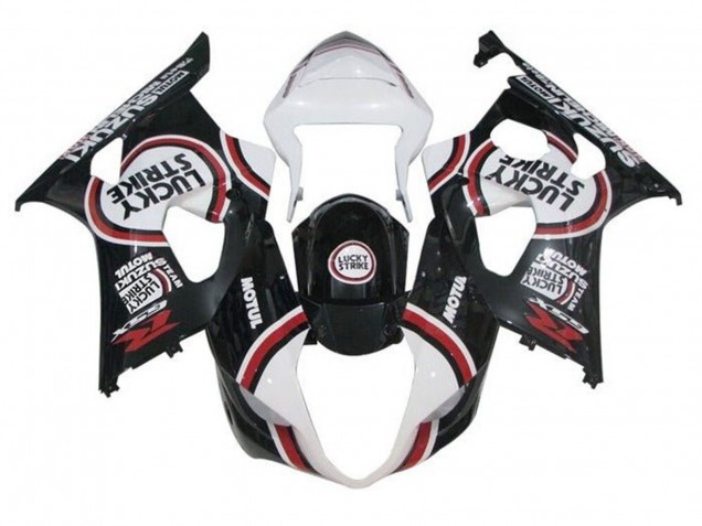 Blanc Noir Rouge Lucky Strike Carénage Moto Suzuki GSXR 1000 2003-2004