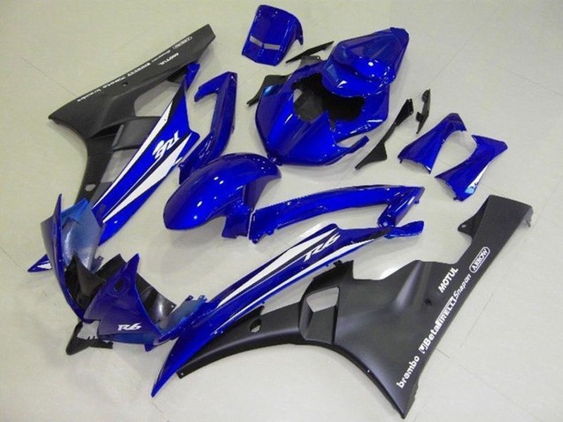 Bleu Blanc Noir Mat Motul Carénage Moto Yamaha YZF R6 2006-2007