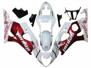 Blanc Rouge Jordan Carénage Moto Suzuki GSXR 1000 2003-2004 Pas Chère