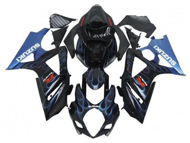 Noir Bleu Clair Flamme Carénage Moto Suzuki GSXR 1000 2005-2006