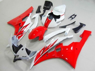 Blanc Rouge Kits Carénages Moto ABS Yamaha YZF R6 2006-2007 Pas Chère