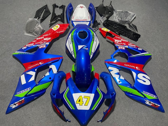 Bleu Vert Blanc Rouge 47 Courses Carénage Moto Suzuki GSXR 1000 2005-2006
