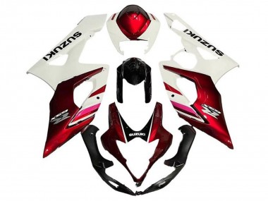 Blanc Bonbon Rouge Noir Carénage Moto Suzuki GSXR 1000 2005-2006 Pas Chère