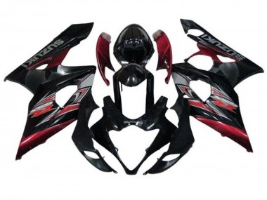 Noir Brillant Rouge Argent Carénage Moto Suzuki GSXR 1000 2005-2006 Pas Chère