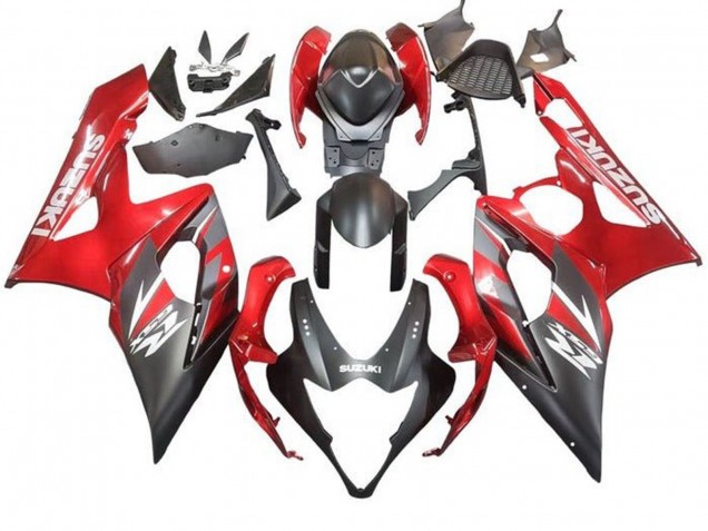 Noir Mat Rouge Carénages Moto Suzuki GSXR 1000 2005-2006