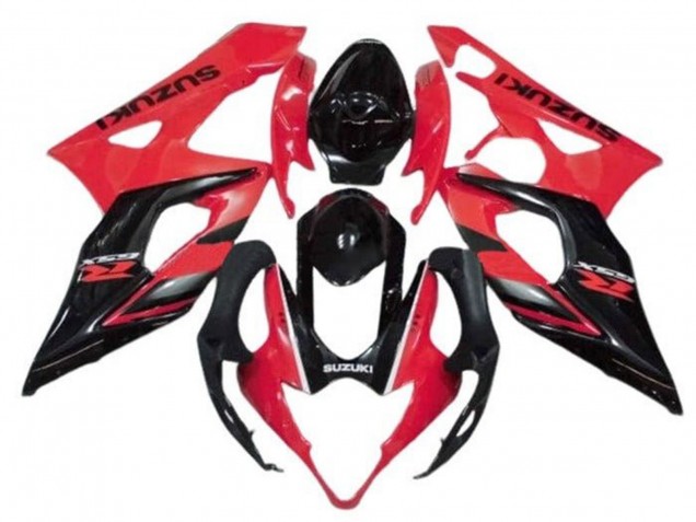 Rouge Noir Brillant Bande Carénage Moto Suzuki GSXR 1000 2005-2006