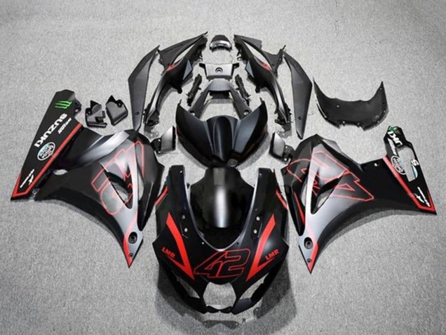 Noir Mat Rouge 42 Carénage Moto Suzuki GSXR1000 2017-2024
