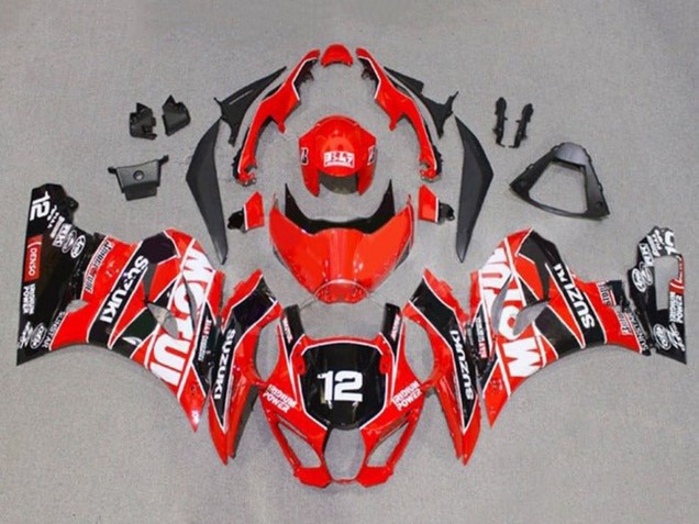 Rouge Blanc Noir Motul 12 Carénage Moto Suzuki GSXR1000 2017-2024
