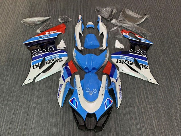Blanc Bleu Bande Rouge Motul Carénage Moto Suzuki GSXR1000 2017-2024