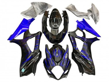 Noir Bleu Flamme Carénage Moto Suzuki GSXR 1000 2007-2008 Pas Chère