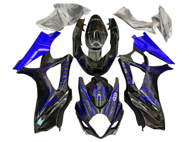 Noir Bleu Flamme Carénage Moto Suzuki GSXR 1000 2007-2008