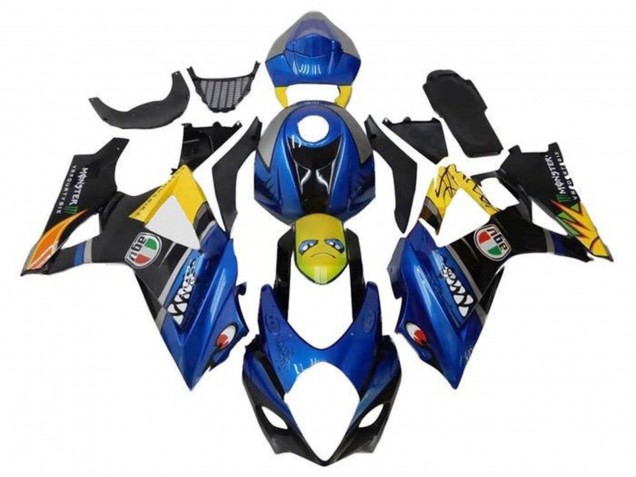 Bleu Jaune Noir Requin Carénage Moto Suzuki GSXR 1000 2007-2008