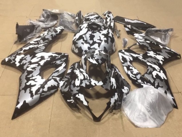 Noir Blanc Gris Camouflage Carénage Moto Suzuki GSXR 1000 2007-2008