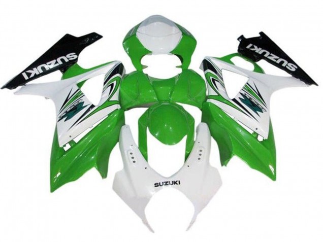 Blanc Vert Noir Carénages Moto Suzuki GSXR 1000 2007-2008