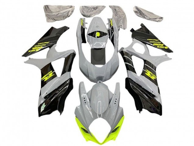 Nardo Gris Jaune Néon Noir Carénage Moto Suzuki GSXR 1000 2007-2008