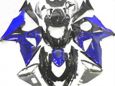 Noir Brillant Bleu Flamme Carénages Moto Suzuki GSXR 1000 2009-2016 Pas Chère