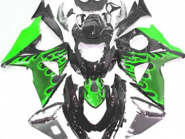 Noir Brillant Vert Flamme Carénage Moto Suzuki GSXR 1000 2009-2016