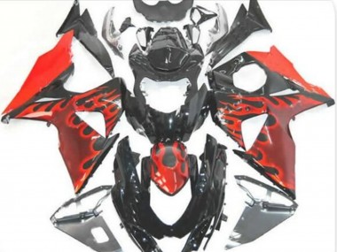 Noir Brillant Rouge Flamme Carénage Moto Suzuki GSXR 1000 2009-2016 Pas Chère