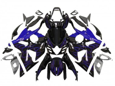 Noir Brillant Bleu Flamme Carénage Moto Suzuki GSXR 1000 2009-2016 Pas Chère