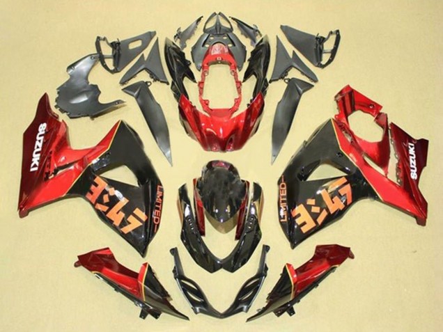Rouge Noir Kits Carénages Moto Suzuki GSXR 1000 2009-2016