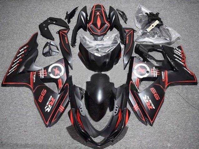 Noir Mat Rouge Rayures Carénage Moto Suzuki GSXR 1000 2009-2016