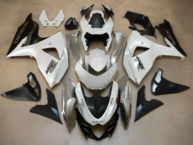 Blanc Perle Argent Noir Mat Carénage Moto Suzuki GSXR 1000 2009-2016