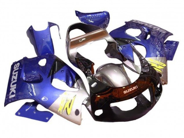 Bleu Argent Noir Carénage Moto Suzuki GSXR 600 / GSXR 750 1996-2000
