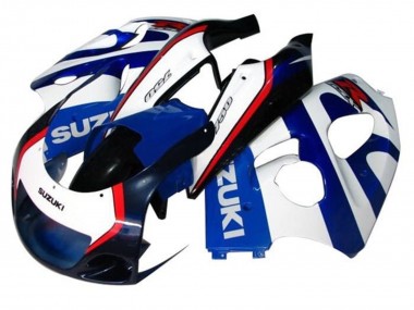 Bleu Blanc Bleu Foncé Rouge Carénage Moto Suzuki GSXR 600 / GSXR 750 1996-2000 Pas Chère