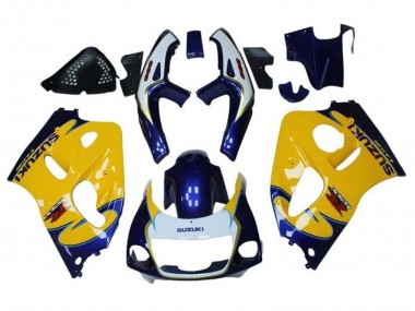 Jaune Bleu Tribal Carénage Moto Suzuki GSXR 600 / GSXR 750 1996-2000 Pas Chère