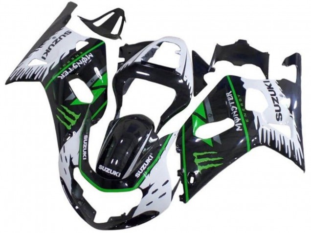 Blanc Noir Vert Monstre Carénage Moto Suzuki GSXR 600 / GSXR 750 2001-2003