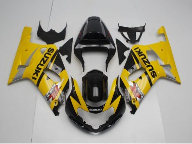 Jaune Argent Noir Brillant Carénages Moto Suzuki GSXR 600 / GSXR 750 2001-2003 Pas Chère