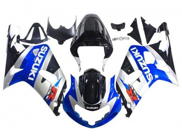 Bleu Argent Noir Brillant Carénage Moto Suzuki GSXR 600 / GSXR 750 2001-2003
