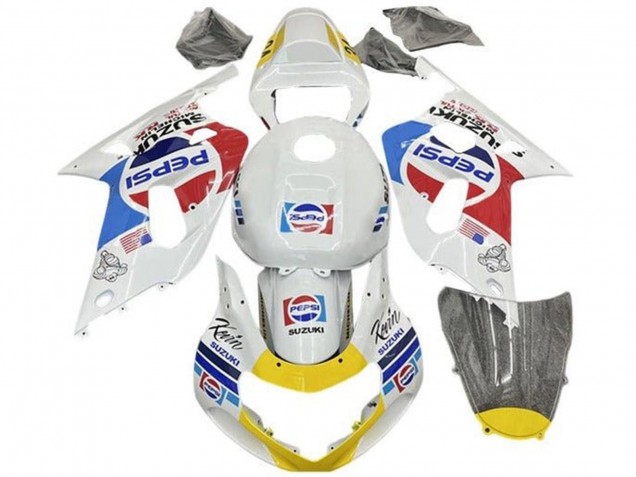 Blanc Bleu Rouge Jaune Pepsi Carénage Moto Suzuki GSXR 600 / GSXR 750 2001-2003