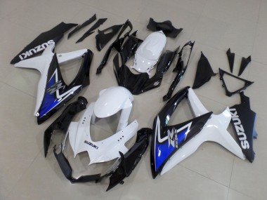 Blanc Bleu Noir Brillant Carénage Moto Suzuki GSXR 600 / GSXR 750 2008-2010 Pas Chère