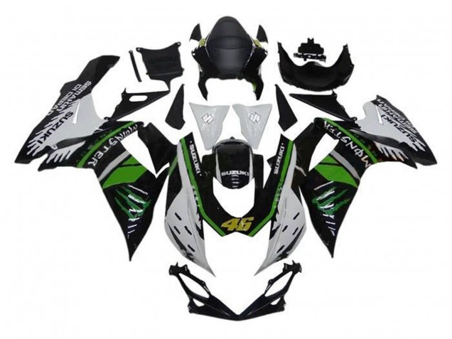 Blanc Vert Noir Monstre 46 Carénage Moto Suzuki GSXR 600 / GSXR 750 2011-2024