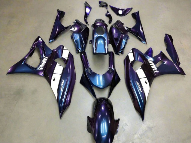 Caméléon Bleu Violet Blanc Carénage Moto Yamaha YZF R7 2021-2024