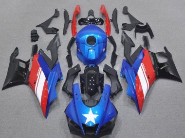 Bleu Rouge Blanc Étoile Carénage Moto Yamaha YZF R3/R25 2019-2021 Pas Chère